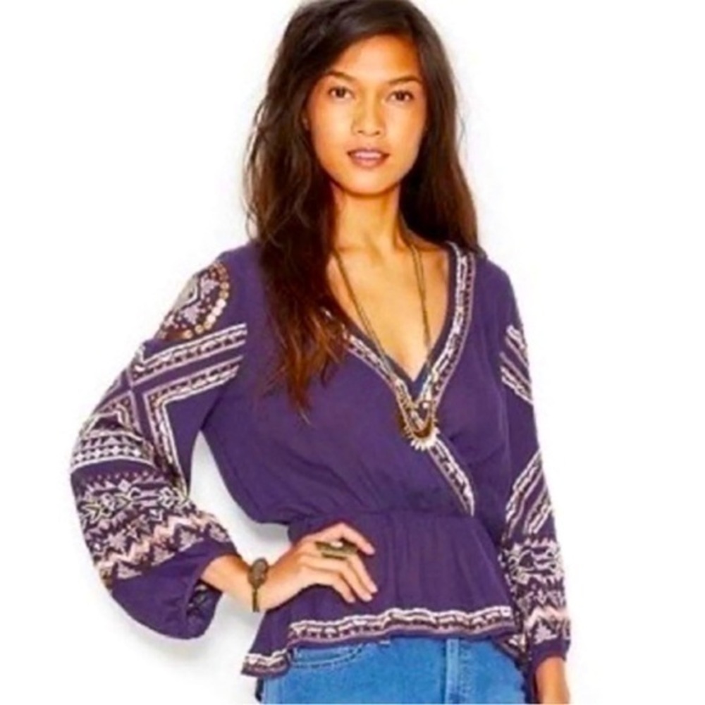 NWT Free People $168 Stitch Up Your Heart Top Beaded embroidered and Sequined